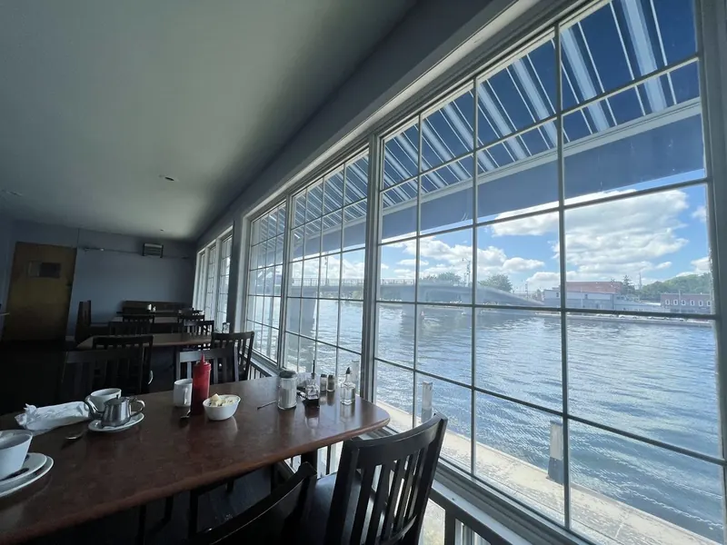 Window tables looking out over the river